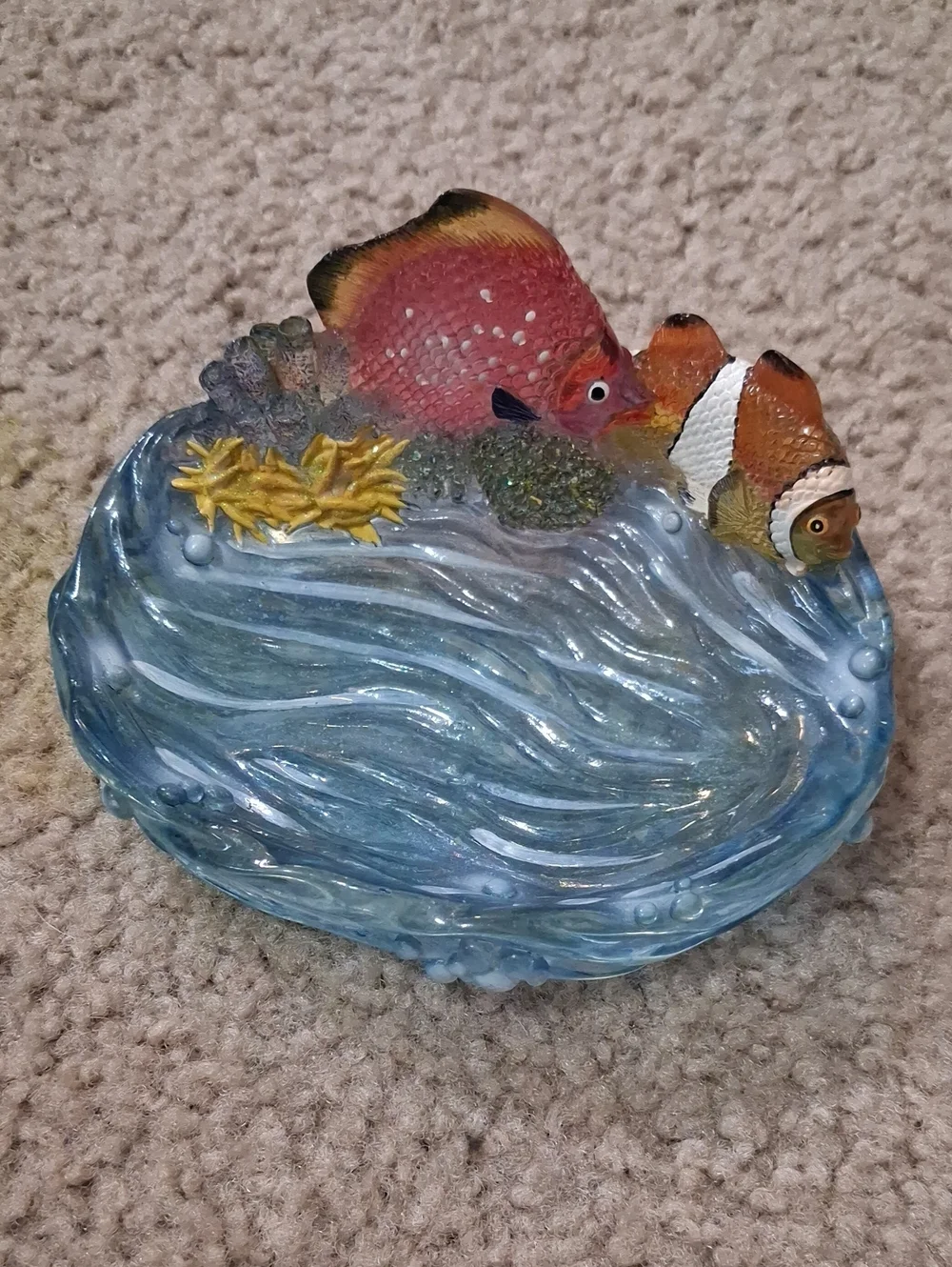 Decorative Fish Water Dish - Blue and Orange Ocean Design Soap Dish Acrylic